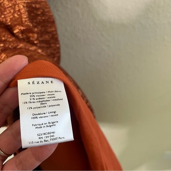 Sezane Editions Metallic Off Shoulder Mini Shift Dress Size 34 / US XS - Picture 9 of 10